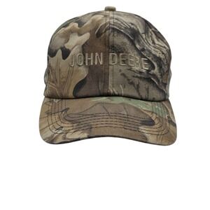 John Deere Hat Cap Snap Back Brown Camo Embroidered Logo Mens One Size Hunting